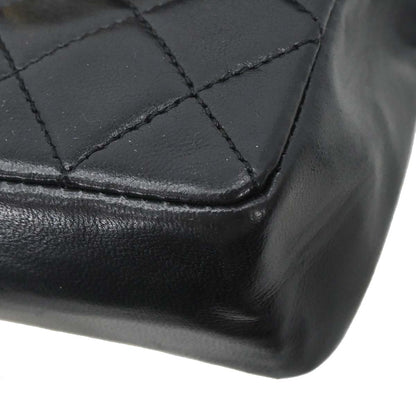 Chanel 1989-1991 Black Lambskin Straight Flap Shoulder Bag