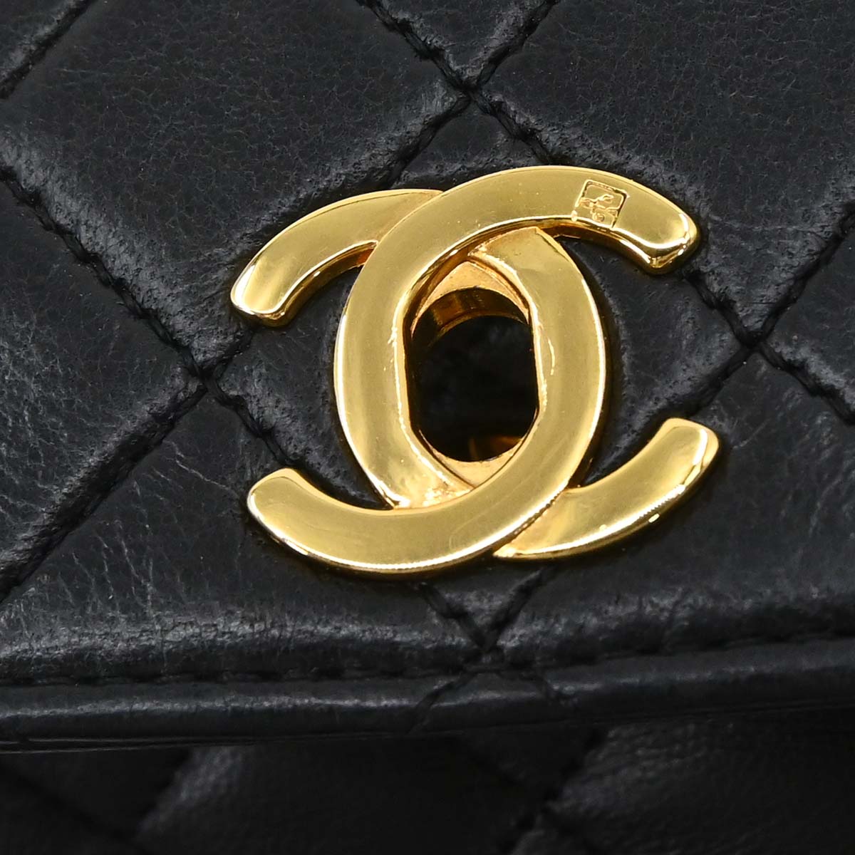 Chanel 1989-1991 Black Lambskin Straight Flap Shoulder Bag