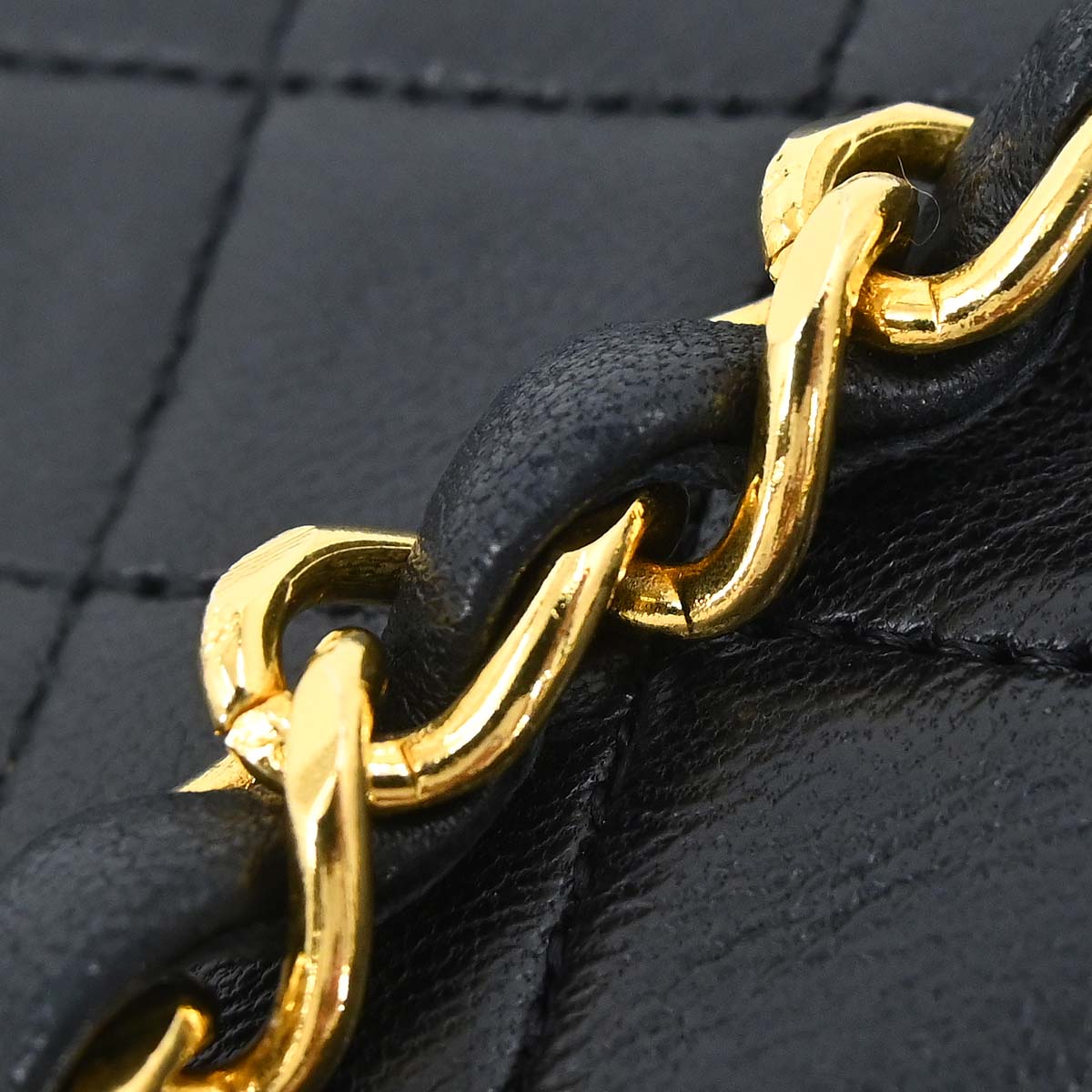 Chanel 1989-1991 Black Lambskin Straight Flap Shoulder Bag