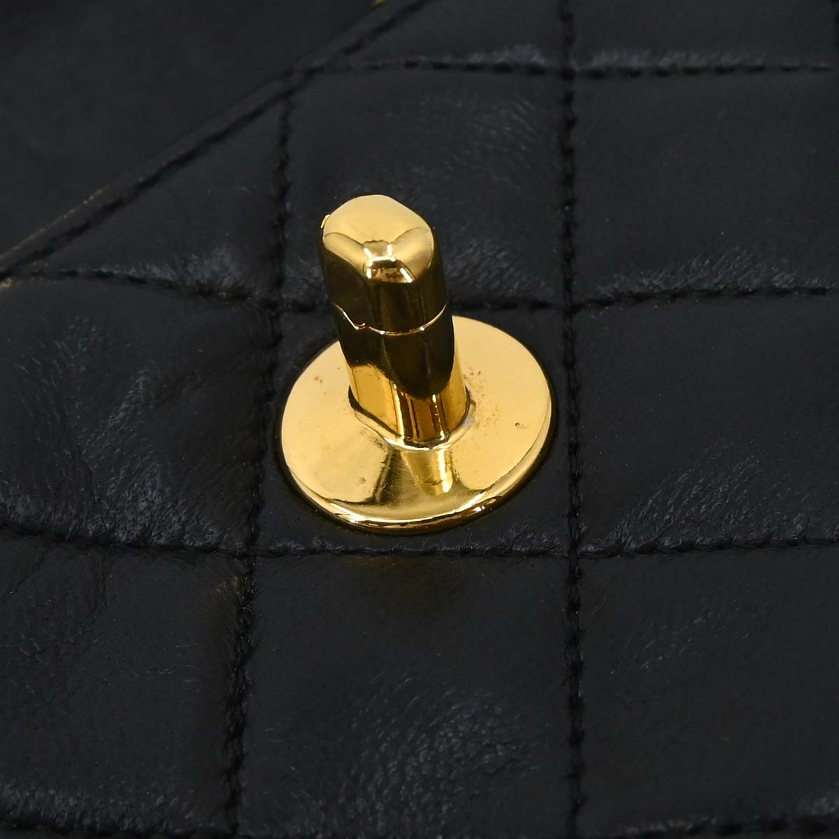 Chanel 1989-1991 Black Lambskin Straight Flap Shoulder Bag