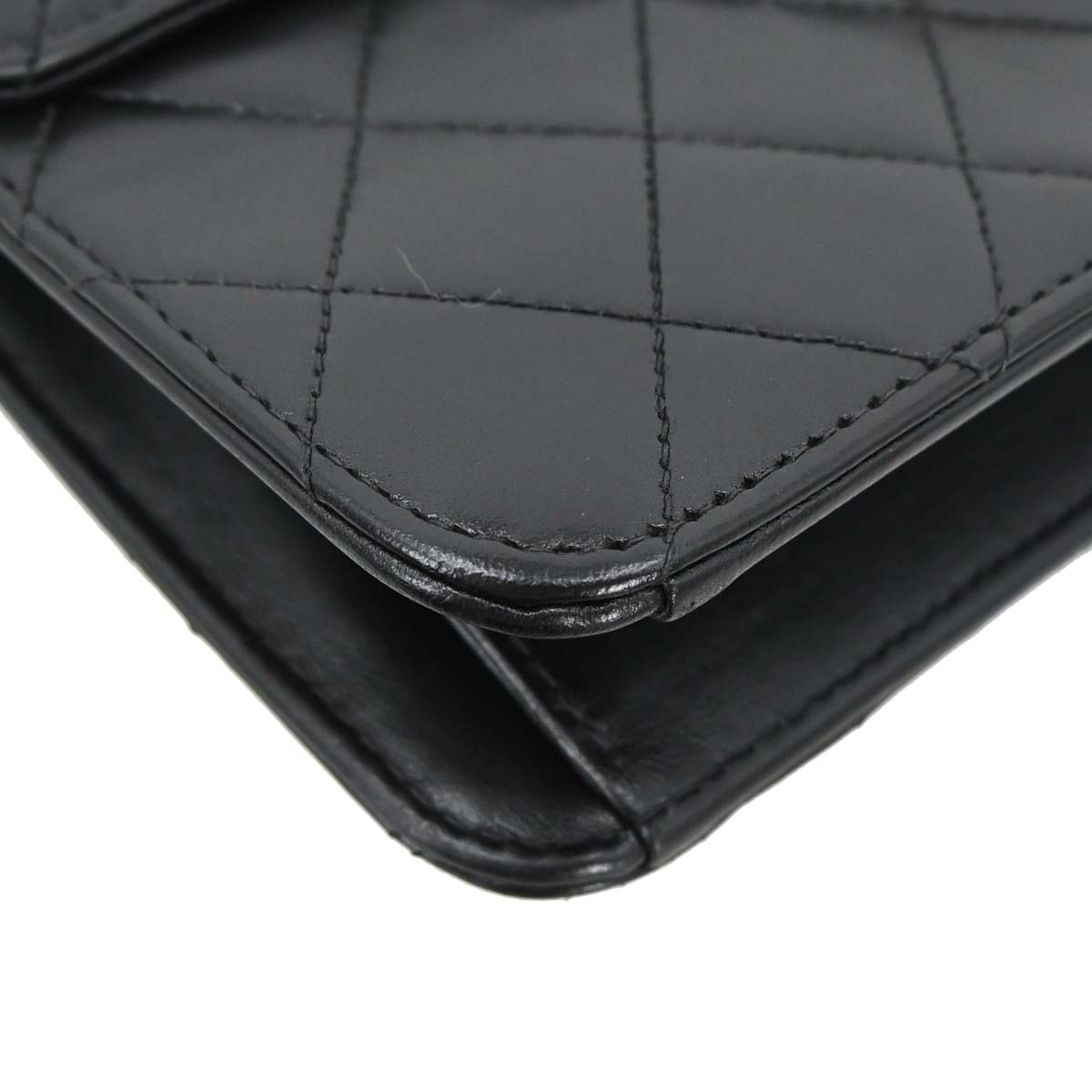Chanel 1997-1999 Black Lambskin Pushlock Small Half Flap Shoulder Bag