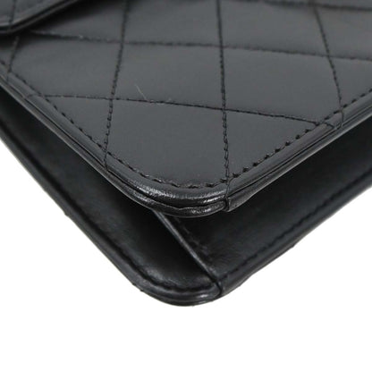 Chanel 1997-1999 Black Lambskin Pushlock Small Half Flap Shoulder Bag