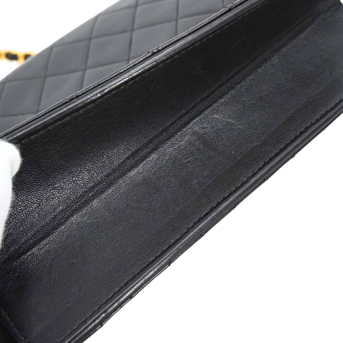 Chanel 1997-1999 Black Lambskin Pushlock Small Half Flap Shoulder Bag