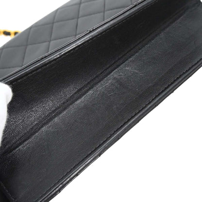 Chanel 1997-1999 Black Lambskin Pushlock Small Half Flap Shoulder Bag