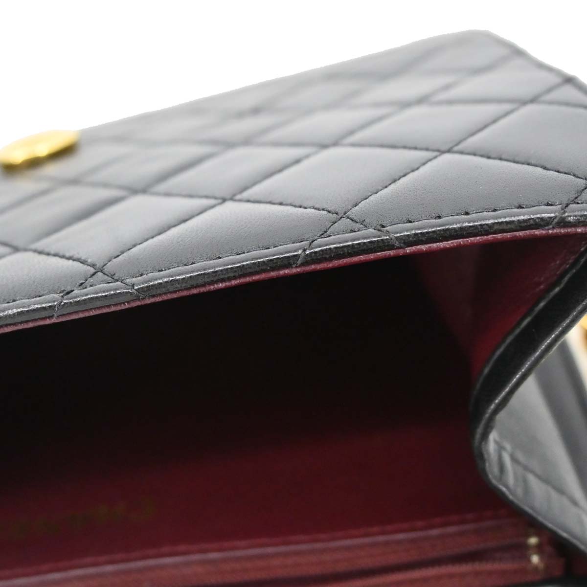Chanel 1997-1999 Black Lambskin Pushlock Small Half Flap Shoulder Bag