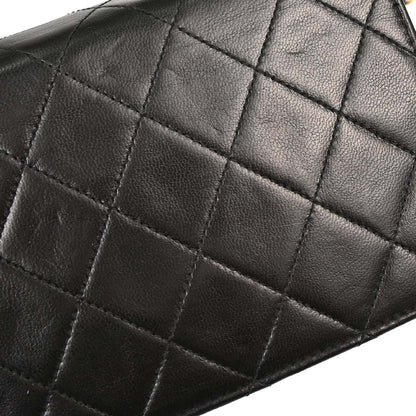 Chanel 1994-1996 Black Lambskin Pushlock Mini Full Flap Shoulder Bag