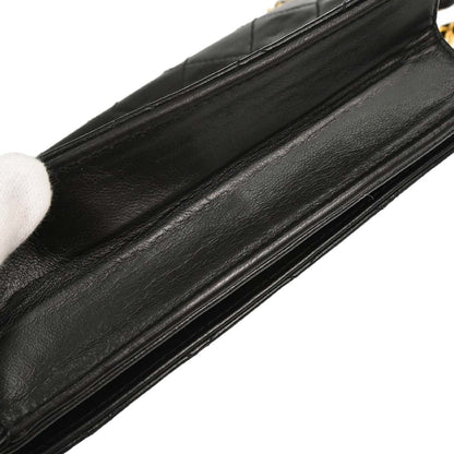 Chanel 1994-1996 Black Lambskin Pushlock Mini Full Flap Shoulder Bag