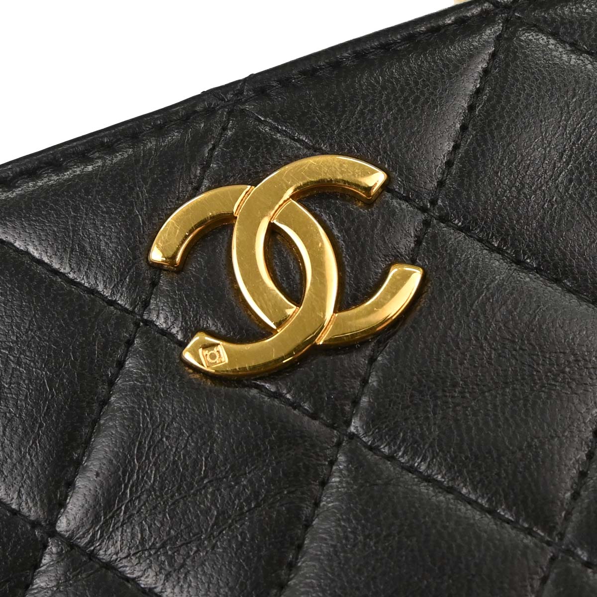 Chanel 1994-1996 Black Lambskin Pushlock Mini Full Flap Shoulder Bag