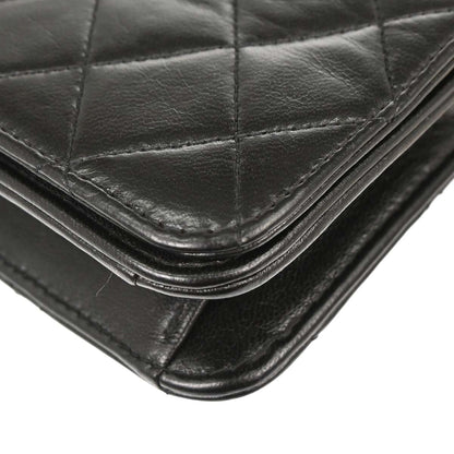 Chanel 1994-1996 Black Lambskin Pushlock Mini Full Flap Shoulder Bag