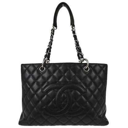 Chanel 2009-2010 Black Caviar Skin Grand Shopping Tote GST Chain Handbag