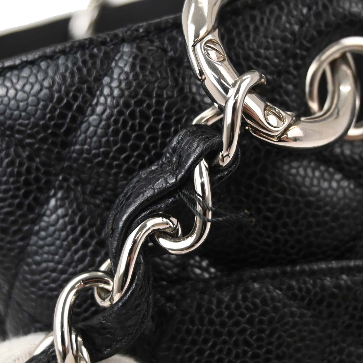 Chanel 2009-2010 Black Caviar Skin Grand Shopping Tote GST Chain Handbag