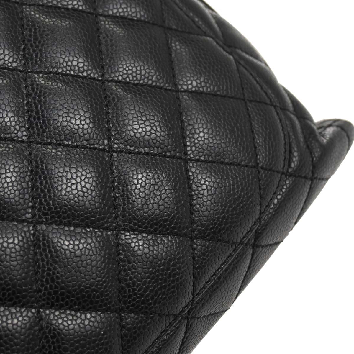 Chanel 2009-2010 Black Caviar Skin Grand Shopping Tote GST Chain Handbag