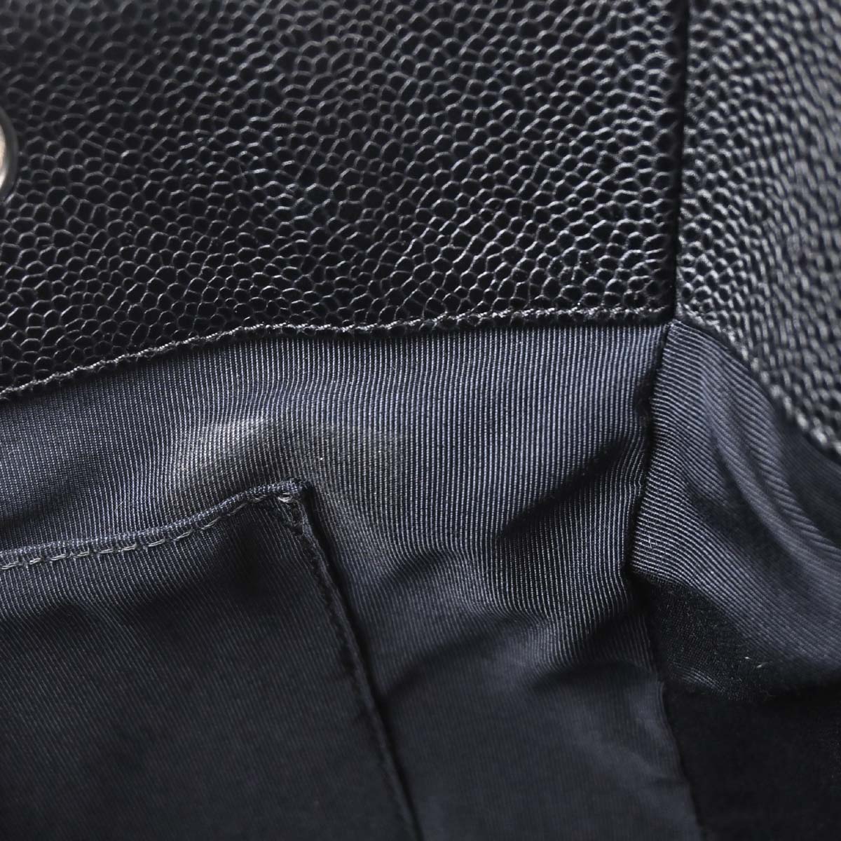 Chanel 2009-2010 Black Caviar Skin Grand Shopping Tote GST Chain Handbag