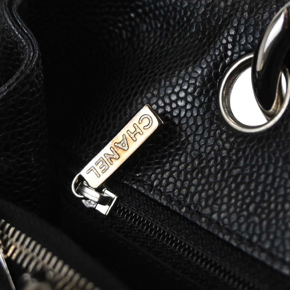 Chanel 2009-2010 Black Caviar Skin Grand Shopping Tote GST Chain Handbag
