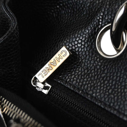 Chanel 2009-2010 Black Caviar Skin Grand Shopping Tote GST Chain Handbag