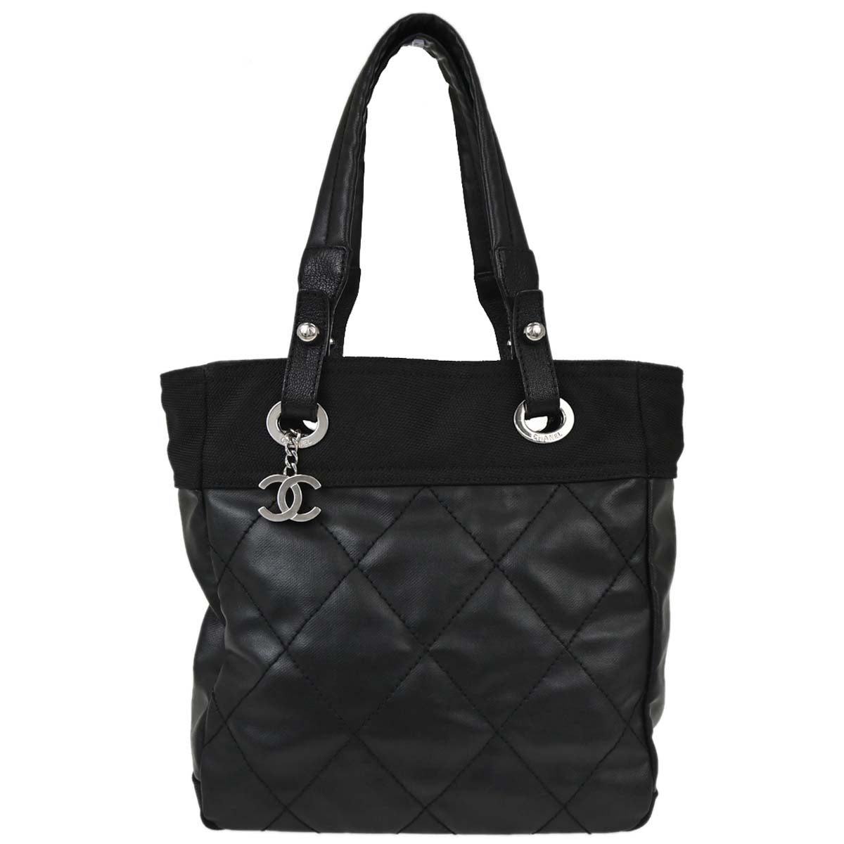 Chanel 2006-2008 Black Canvas Paris-Biarritz Tote PM Handbag