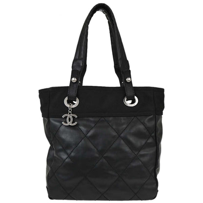 Chanel 2006-2008 Black Canvas Paris-Biarritz Tote PM Handbag