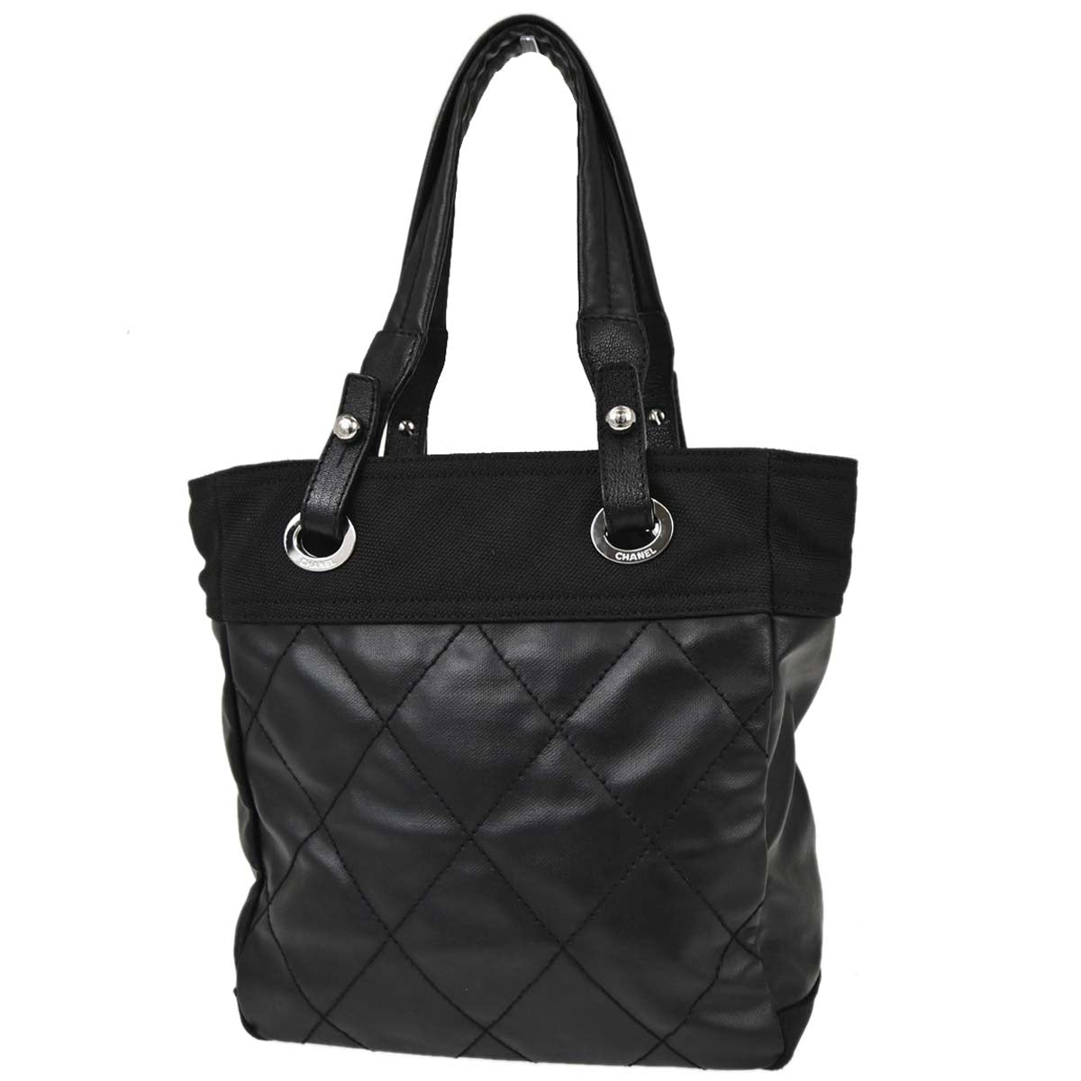Chanel 2006-2008 Black Canvas Paris-Biarritz Tote PM Handbag