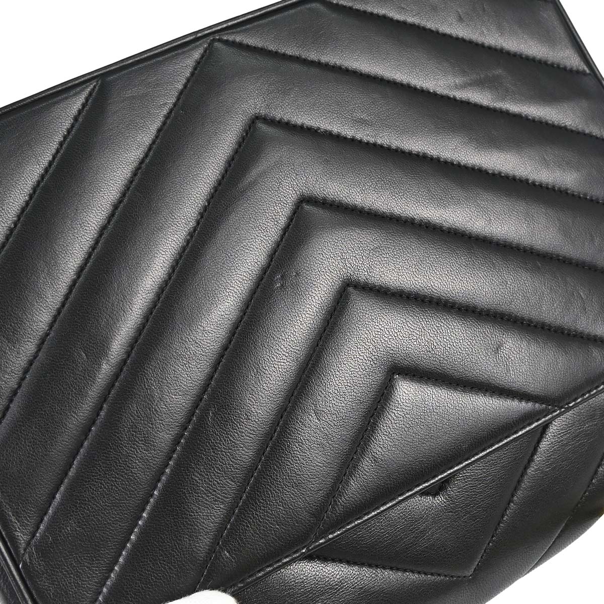 Chanel Black Lambskin Chevron Shoulder Bag