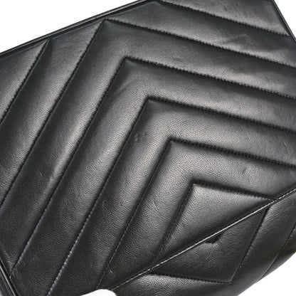 Chanel Black Lambskin Chevron Shoulder Bag