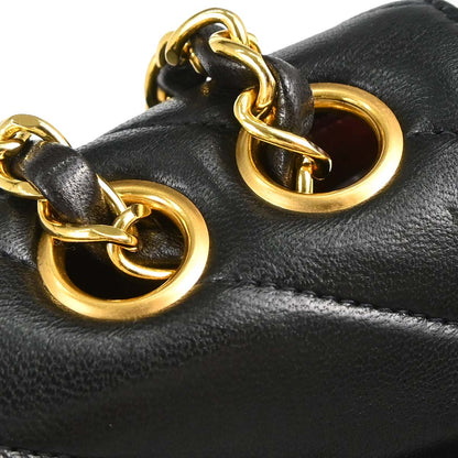 Chanel Black Lambskin Chevron Shoulder Bag