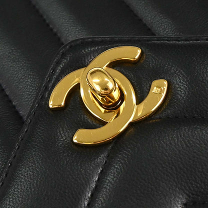 Chanel Black Lambskin Chevron Shoulder Bag