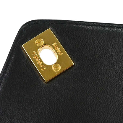 Chanel Black Lambskin Chevron Shoulder Bag