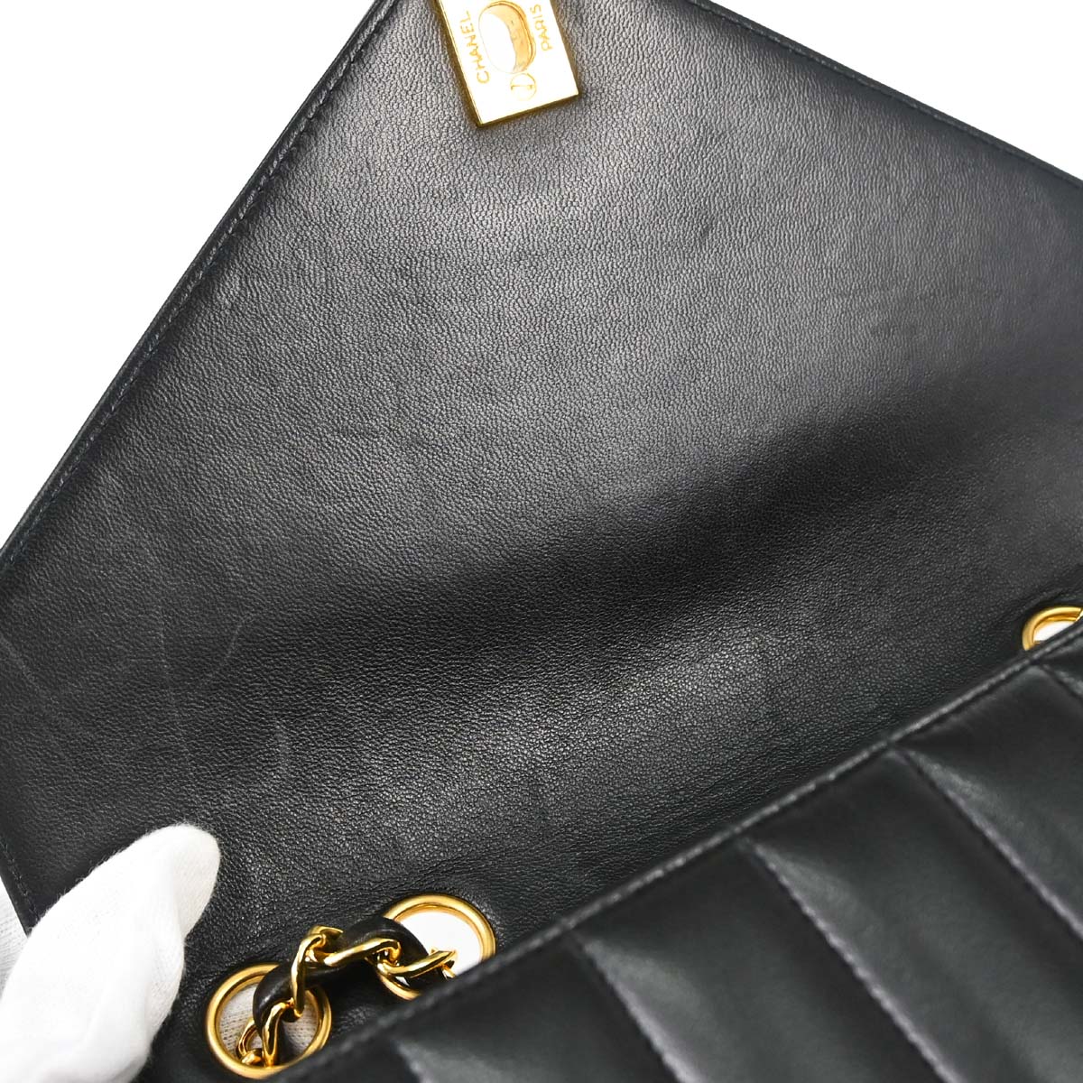 Chanel Black Lambskin Chevron Shoulder Bag