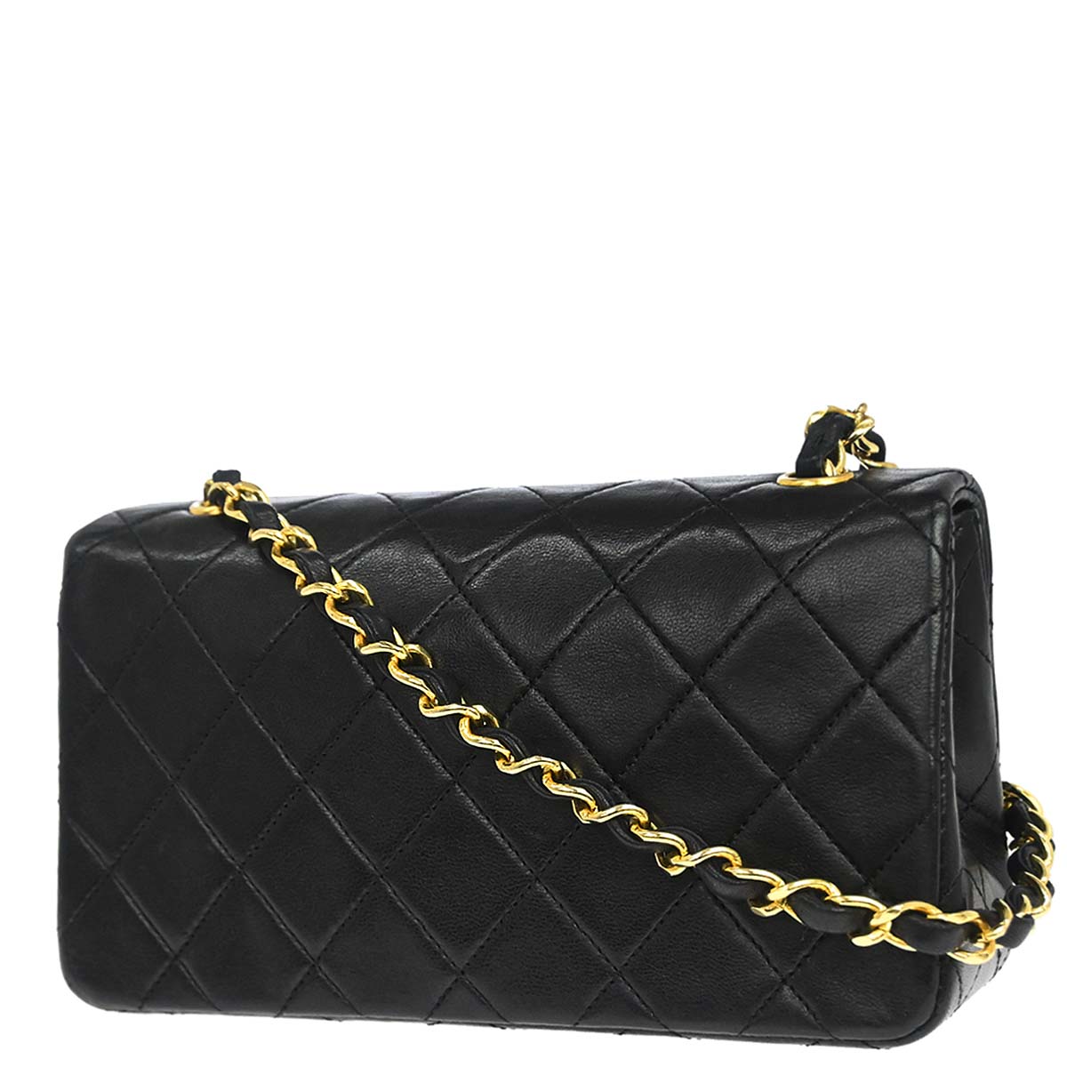 Chanel Black Lambskin Turnlock Mini Full Flap Shoulder Bag