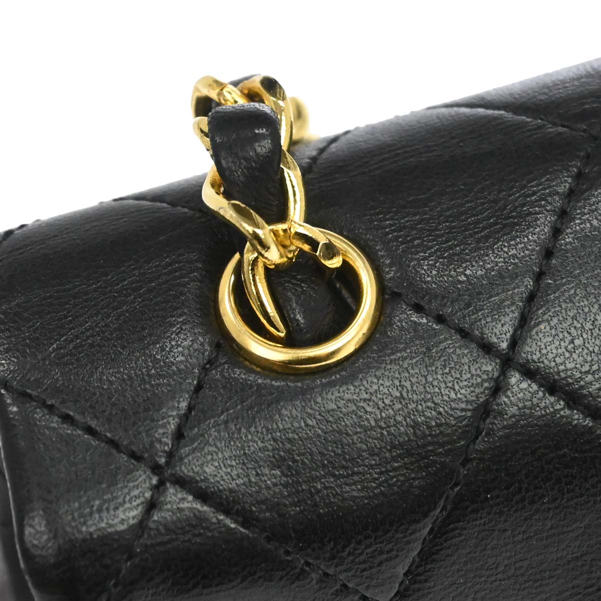 Chanel Black Lambskin Turnlock Mini Full Flap Shoulder Bag