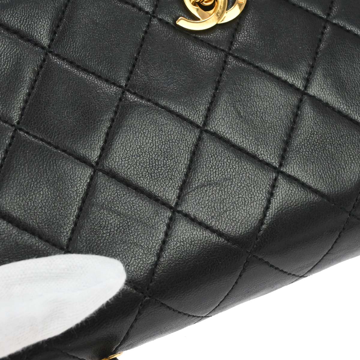 Chanel Black Lambskin Turnlock Mini Full Flap Shoulder Bag