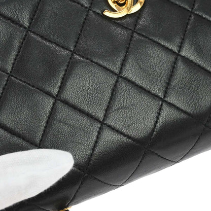 Chanel Black Lambskin Turnlock Mini Full Flap Shoulder Bag