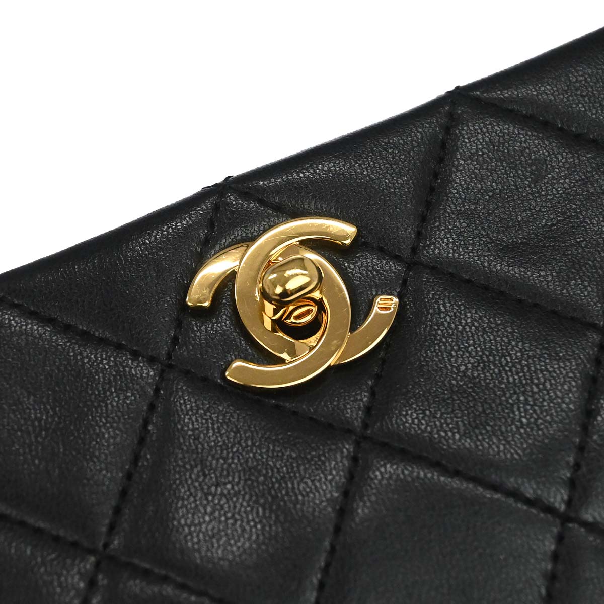 Chanel Black Lambskin Turnlock Mini Full Flap Shoulder Bag