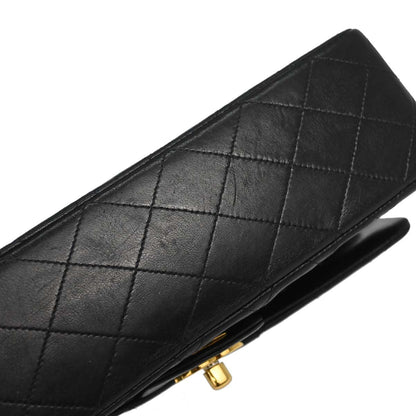 Chanel 1991-1994 Black Lambskin Medium Classic Double Flap Shoulder Bag