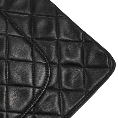 Chanel 1991-1994 Black Lambskin Medium Classic Double Flap Shoulder Bag