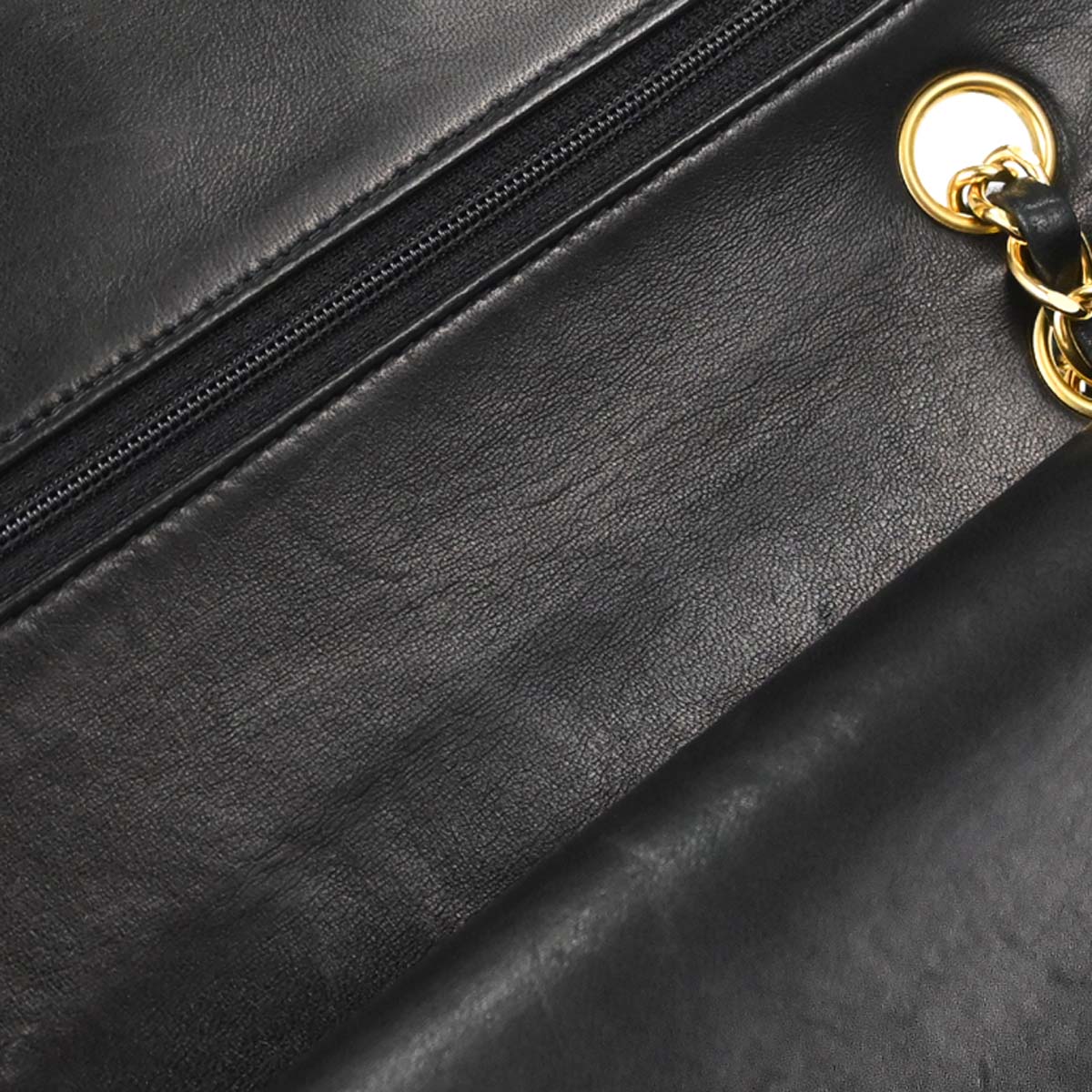 Chanel 1991-1994 Black Lambskin Medium Classic Double Flap Shoulder Bag