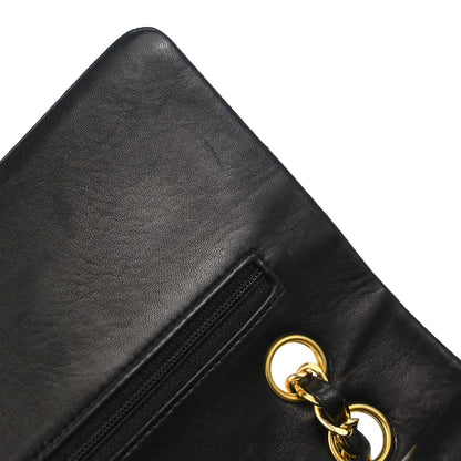 Chanel 1991-1994 Black Lambskin Medium Classic Double Flap Shoulder Bag