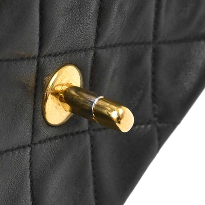 Chanel 1991-1994 Black Lambskin Medium Classic Double Flap Shoulder Bag