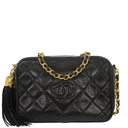 Chanel Black Lambskin Camera Bag Mini
