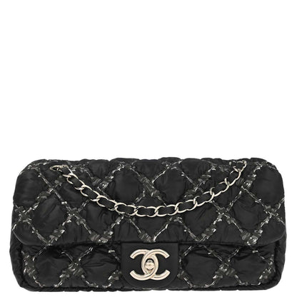 Chanel 2010-2011 Black Nylon Tweed Paris-Byzance Bubble Flap Shoulder Bag