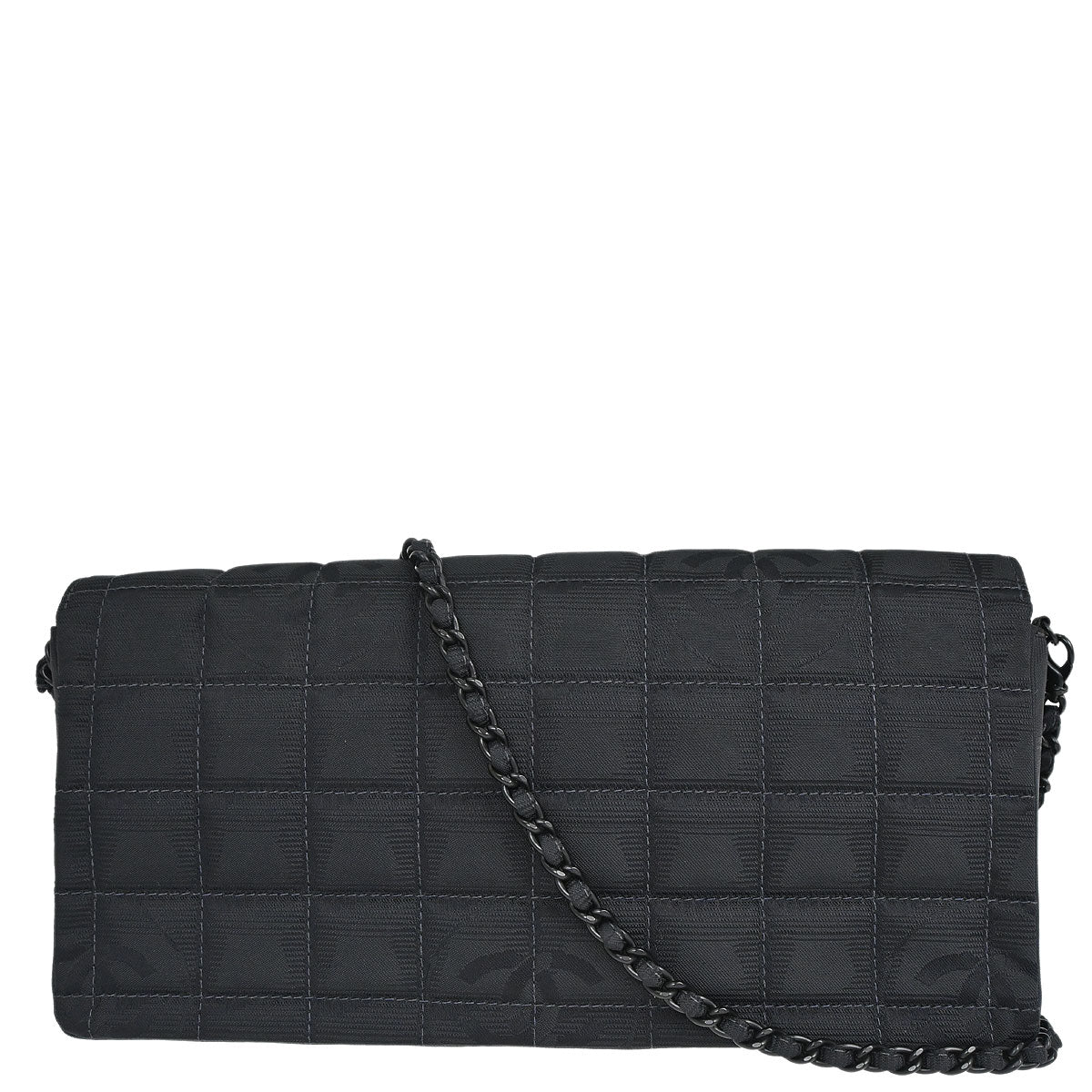 Chanel 2002-2003 Black Jacquard Nylon Travel Line East West Shoulder Bag