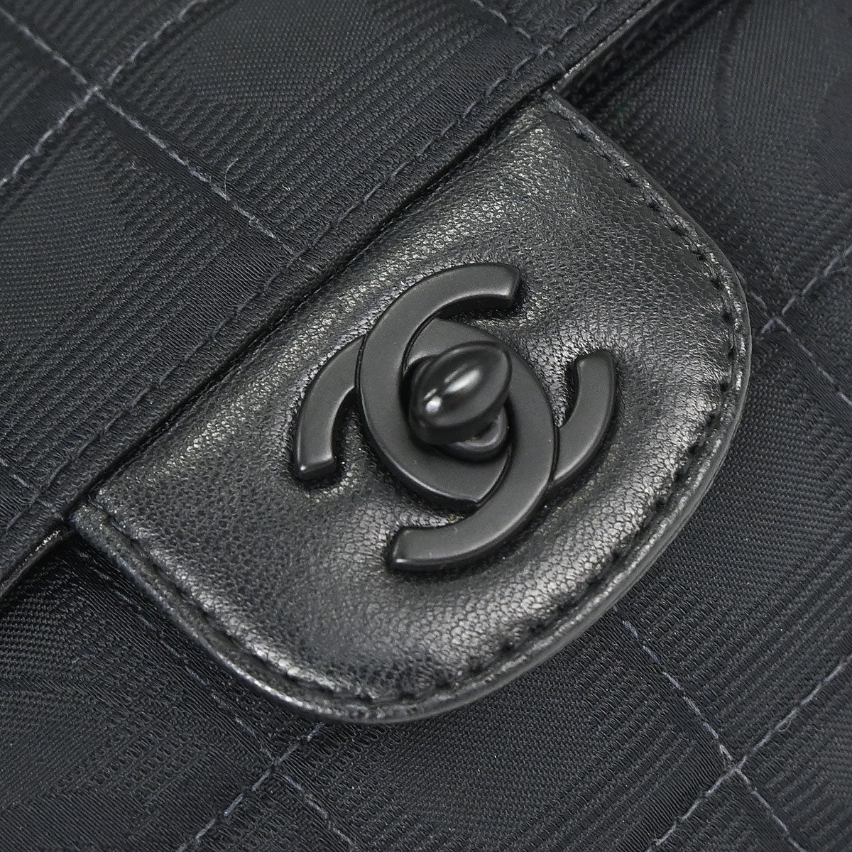 Chanel 2002-2003 Black Jacquard Nylon Travel Line East West Shoulder Bag