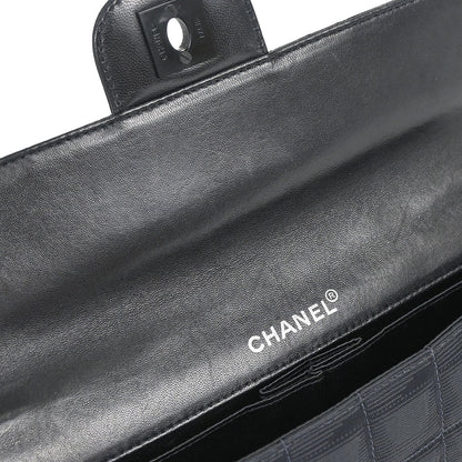 Chanel 2002-2003 Black Jacquard Nylon Travel Line East West Shoulder Bag