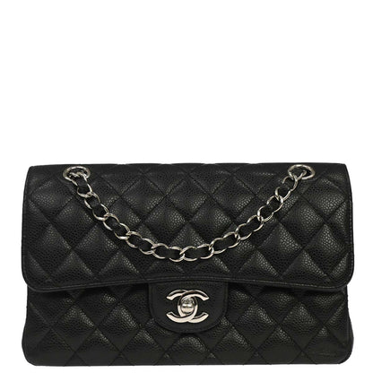 Chanel 2015-2016 Black Caviar Skin Small Classic Double Flap Shoulder Bag
