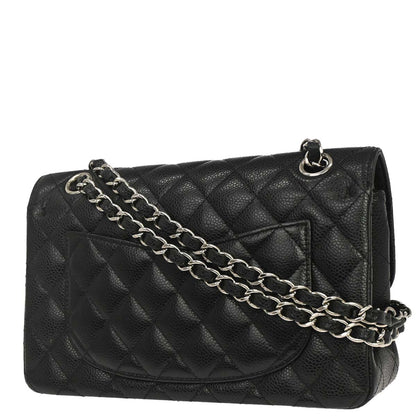 Chanel 2015-2016 Black Caviar Skin Small Classic Double Flap Shoulder Bag