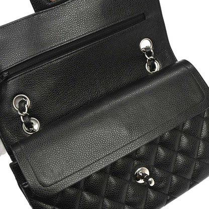 Chanel 2015-2016 Black Caviar Skin Small Classic Double Flap Shoulder Bag