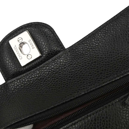Chanel 2015-2016 Black Caviar Skin Small Classic Double Flap Shoulder Bag