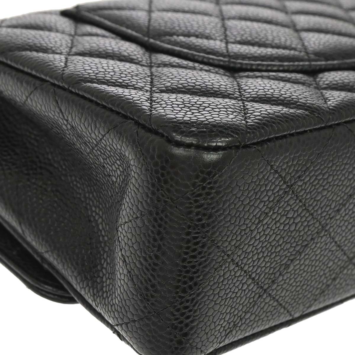 Chanel 2014 Black Caviar Skin Medium Classic Double Flap Shoulder Bag