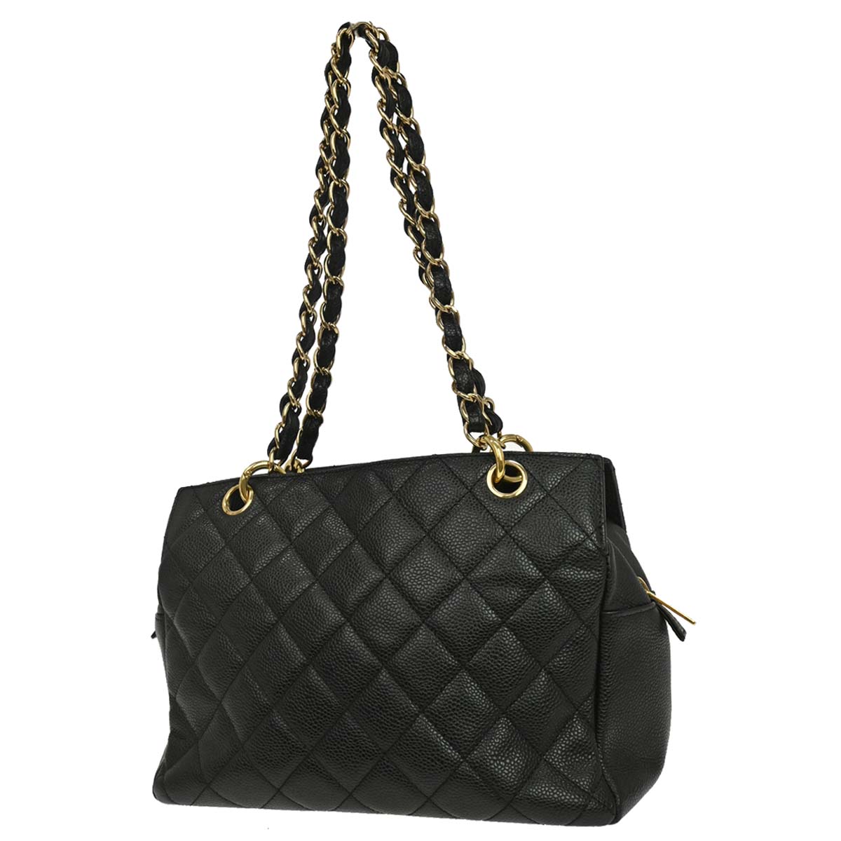 Chanel 2002-2003 Black Caviar Skin Petite Timeless Tote PTT Chain Handbag