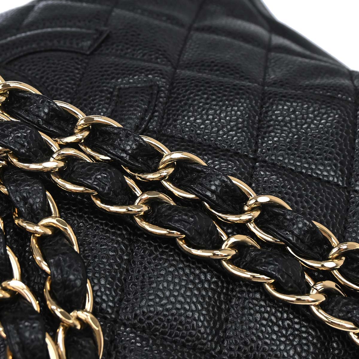 Chanel 2002-2003 Black Caviar Skin Petite Timeless Tote PTT Chain Handbag
